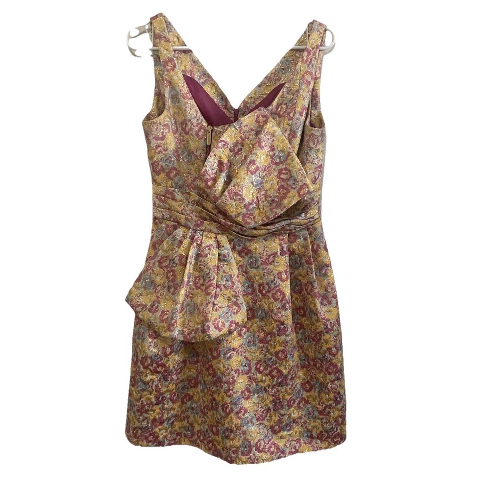 Zac Posen Dress Womens Sz 11 Fit and Flare Floral Front Bow Sleeveless Cocktail